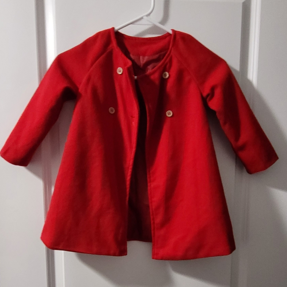 Vibrant Red Simulated Wool Cape Jacket
